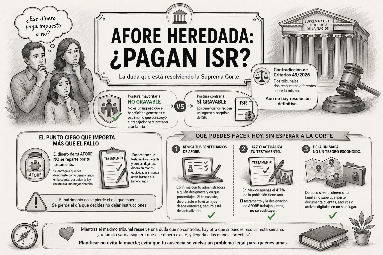 Resolución judicial sobre la exención de ISR en fondos de AFORE e impositivos heredados.
