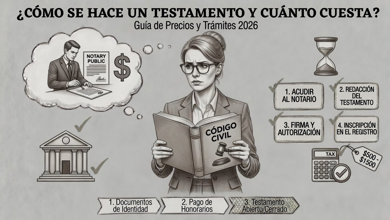 Guía de trámites, costos notariales y aranceles para otorgar un testamento.