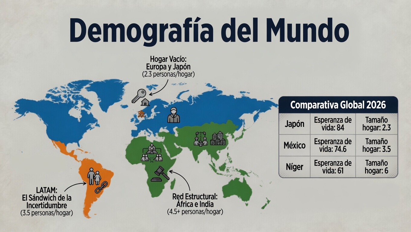 Análisis demográfico comparativo de mortalidad y cambios en la composición del hogar.