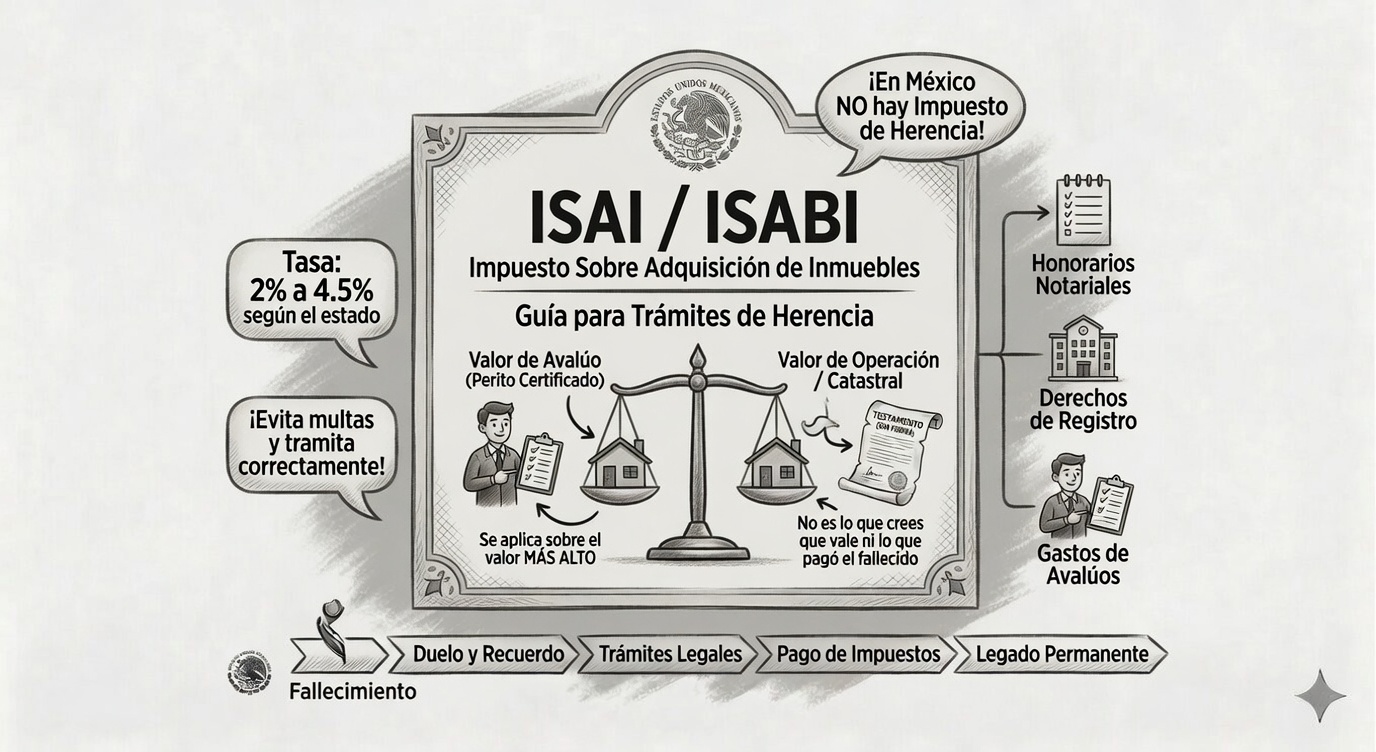 Cálculo del Impuesto Sobre Adquisición de Inmuebles (ISAI) en la transmisión de propiedades.